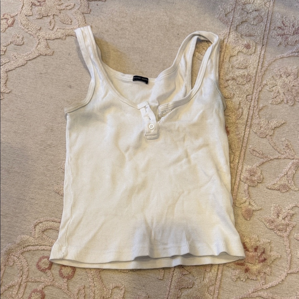 Brandy Melville Cream Ribbed Tank Top